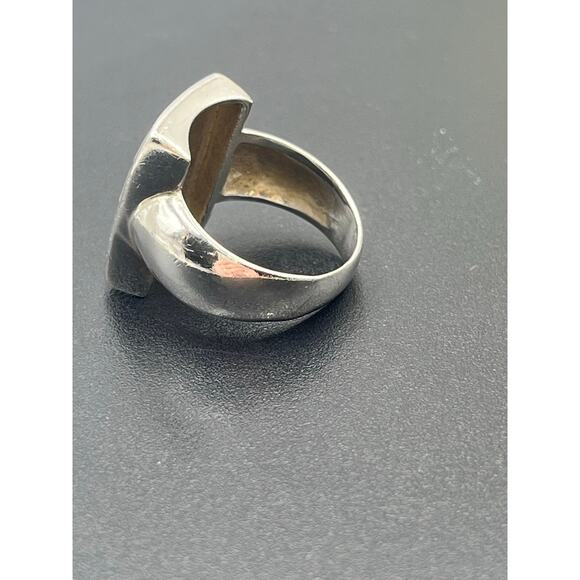 Mother of pearl Inlay Checkerboard Modern Chunky Tile Iridescent Ring Sz 7.25 - Picture 8 of 8